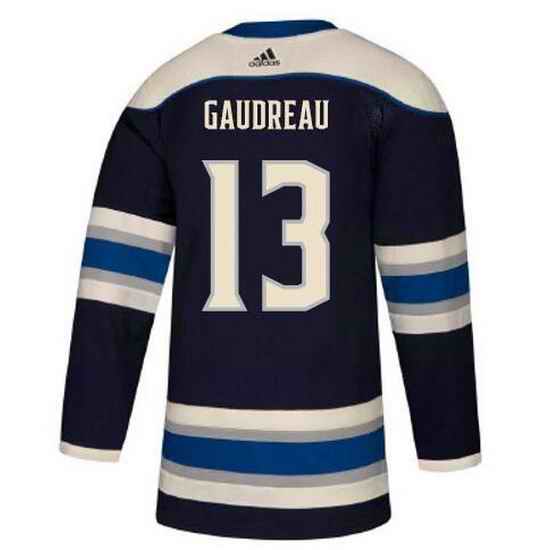 Men Adidas Columbus Blue Jackets 13 Johnny Gaudreau Premier Navy Blue Alternate NHL Jersey